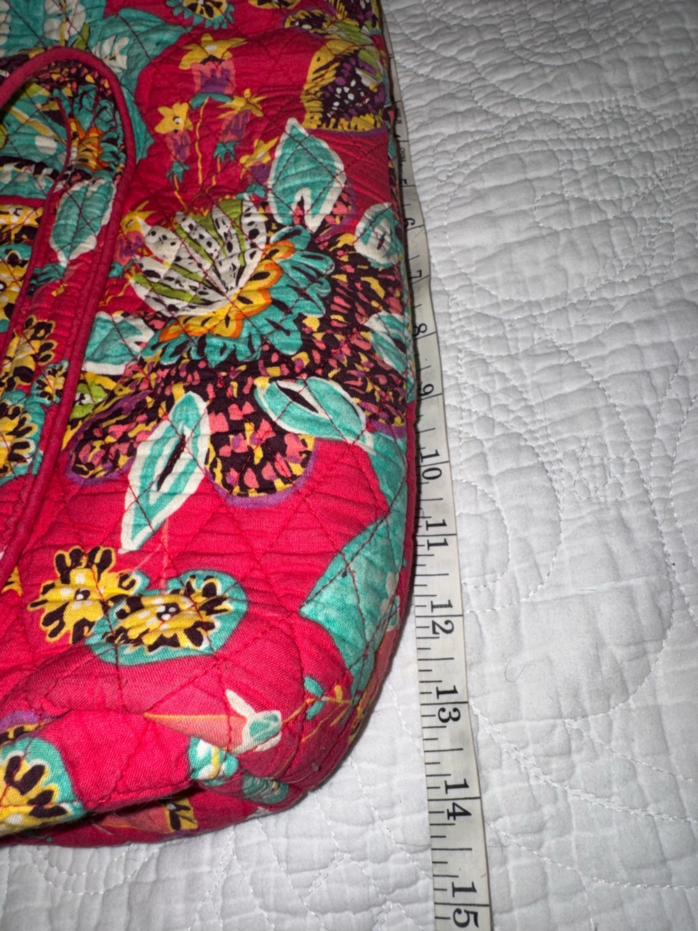 Vera Bradley Pink Floral Quilted Tote Bag Large Zip Top Travel Laptop Purse - Picture 14 of 14